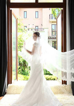 唯美的欧式新娘头纱婚纱摄影图片