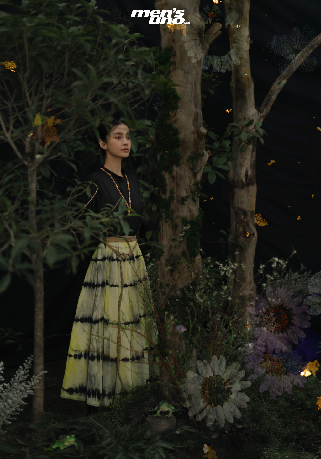 angelababy梦幻花园个性写真，化身丛林绿枝中捕捉生命的花匠